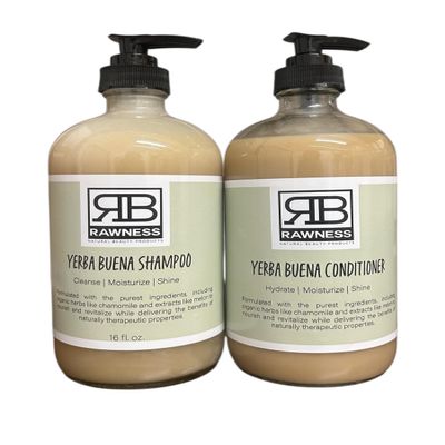 100% Plant based Yerba Buena Shampoo and Conditioner Rawness beauty Cleansing and Repairing set