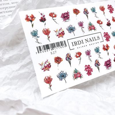 IBDI Flower Nail Decals / Sliders #527 for Manicure or Pedicure, Decal for Nails, Slider for Manicures and Pedicures, Nail Art