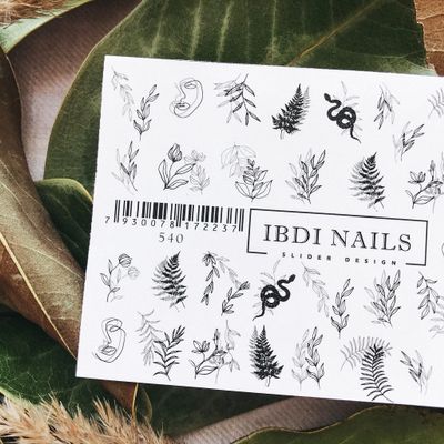 IBDI Leaf Nail Decals / Sliders #540 for Manicure or Pedicure, Decal for Nails, Slider for Manicures and Pedicures, Nail Art