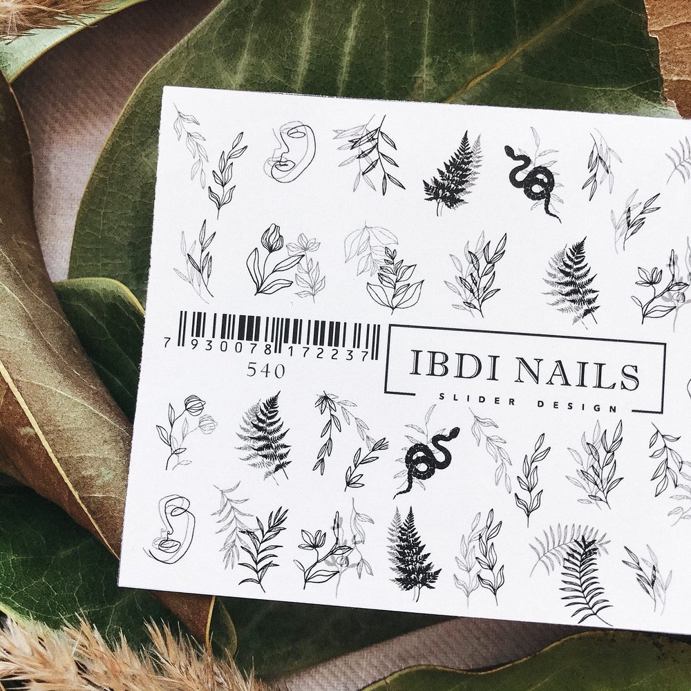 IBDI Leaf Nail Decals / Sliders #540 for Manicure or Pedicure, Decal for Nails, Slider for Manicures and Pedicures, Nail Art