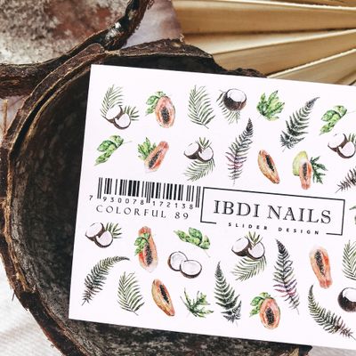 IBDI Tropical Fruit and Palm Nail Decals / Sliders #Colorful 89 for Manicure or Pedicure, Decal for Nails, Slider for Manicures and Pedicures, Nail Art