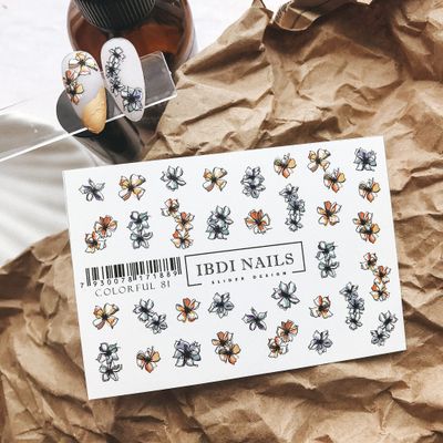 IBDI Flower Nail Decals / Sliders #Colorful 81 for Manicure or Pedicure, Decal for Nails, Slider for Manicures and Pedicures, Nail Art
