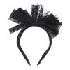 Motique Accessories Tulle Bow Headband with Velvet Leopard Print - Black view 1