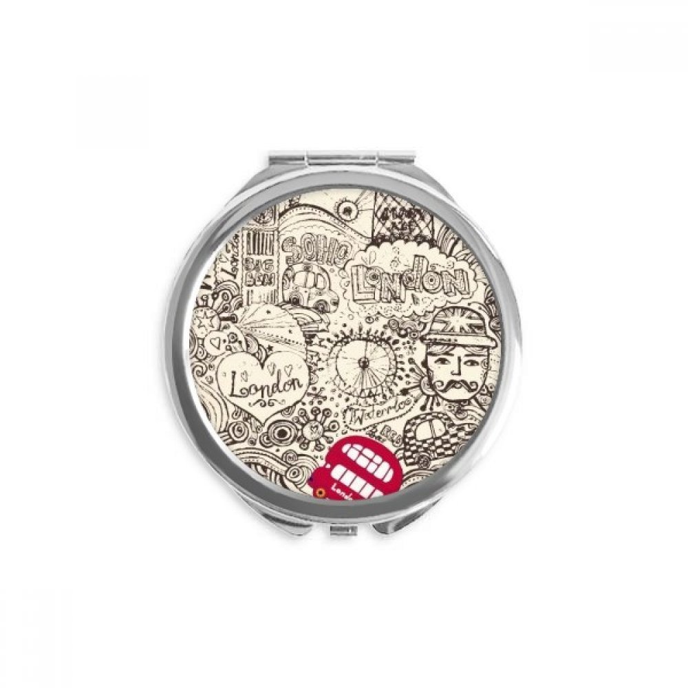 British Bus London Eyes Big Ben UK Hand Compact Mirror Round Portable Pocket Glass