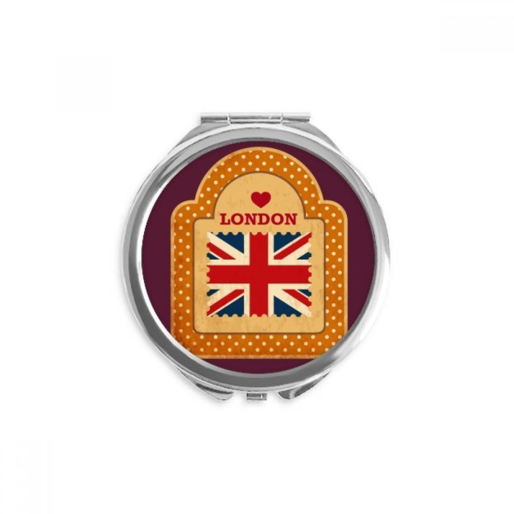 Point UK London Stamp Union Jack Hand Compact Mirror Round Portable Pocket Glass