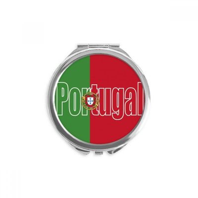 Portugal Country Flag Name Hand Compact Mirror Round Portable Pocket Glass