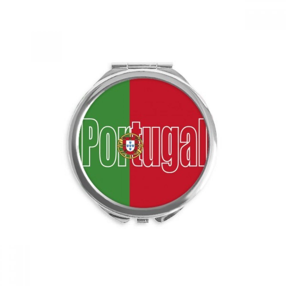 Portugal Country Flag Name Hand Compact Mirror Round Portable Pocket Glass