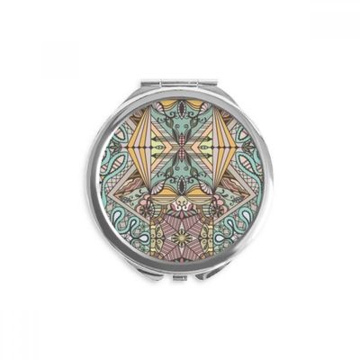 Europe Rococo Style Lines Pattern Hand Compact Mirror Round Portable Pocket Glass