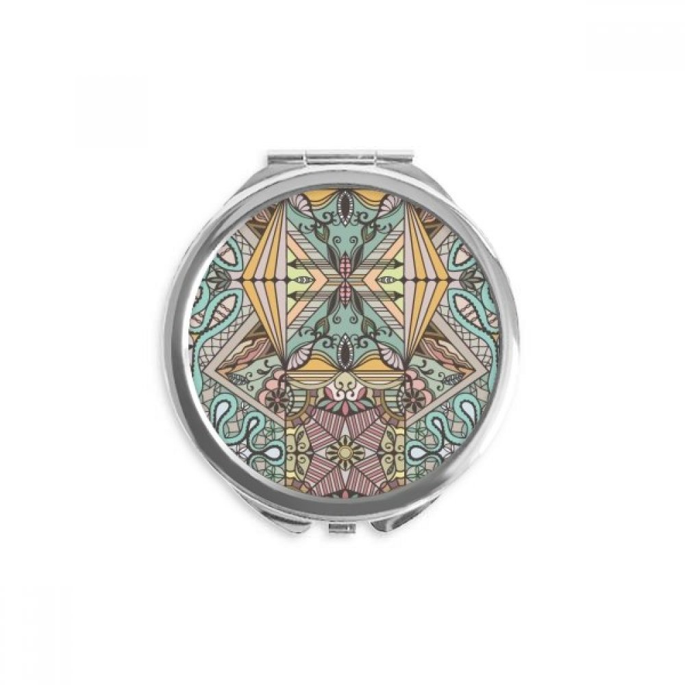 Europe Rococo Style Lines Pattern Hand Compact Mirror Round Portable Pocket Glass