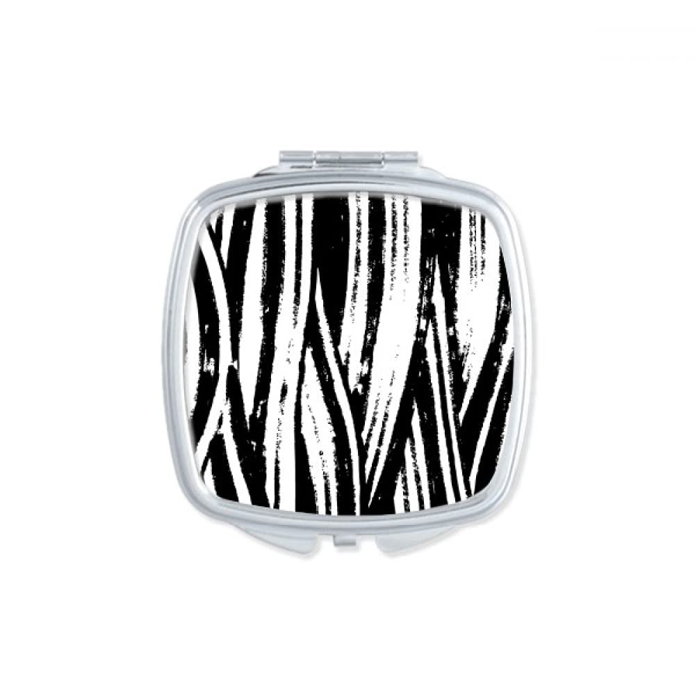 Brushwork Vertical Line Texture Mirror Portable Compact Pocket Makeup Double Sided Glass