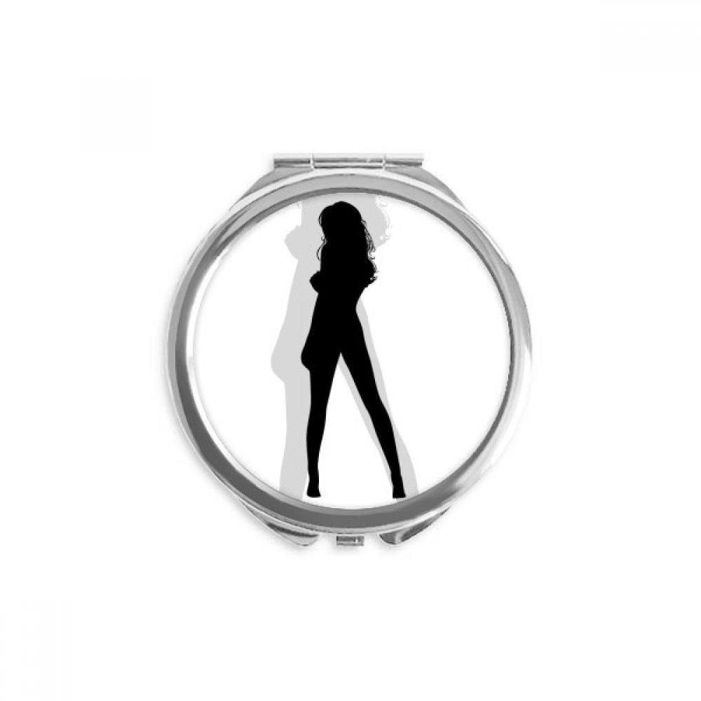 Hot Beautiful Woman Figure Outline Hand Compact Mirror Round Portable Pocket Glass