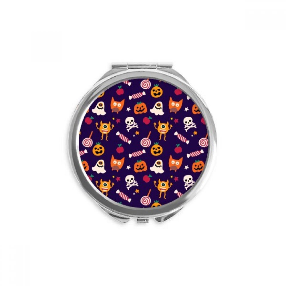 Pumpkin Happy Ghost Fear Halloween Hand Compact Mirror Round Portable Pocket Glass
