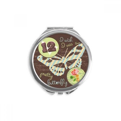 Stamps and Butterfly Hand Compact Mirror Round Portable Pocket Glass