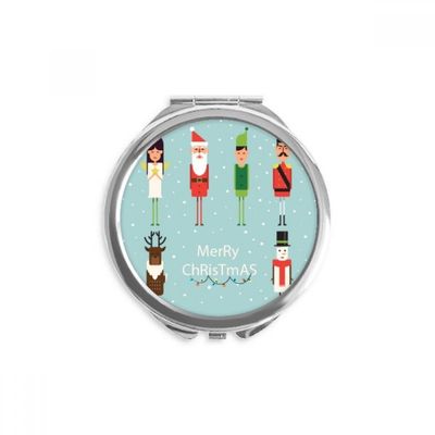 Merry mas Man Illustration Hand Compact Mirror Round Portable Pocket Glass