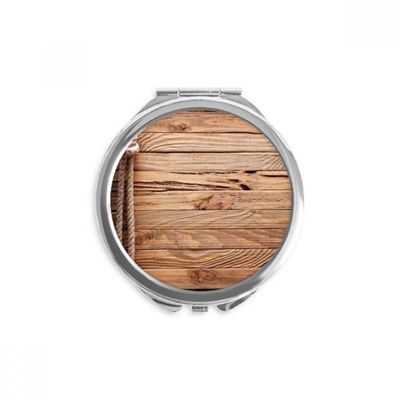 Wood Irregular Rope Stripes Pattern Hand Compact Mirror Round Portable Pocket Glass