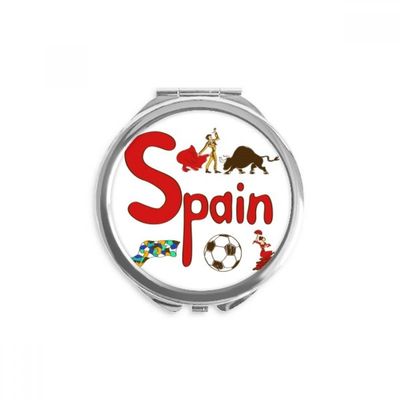 Spain National symbol Landmark Pattern Hand Compact Mirror Round Portable Pocket Glass