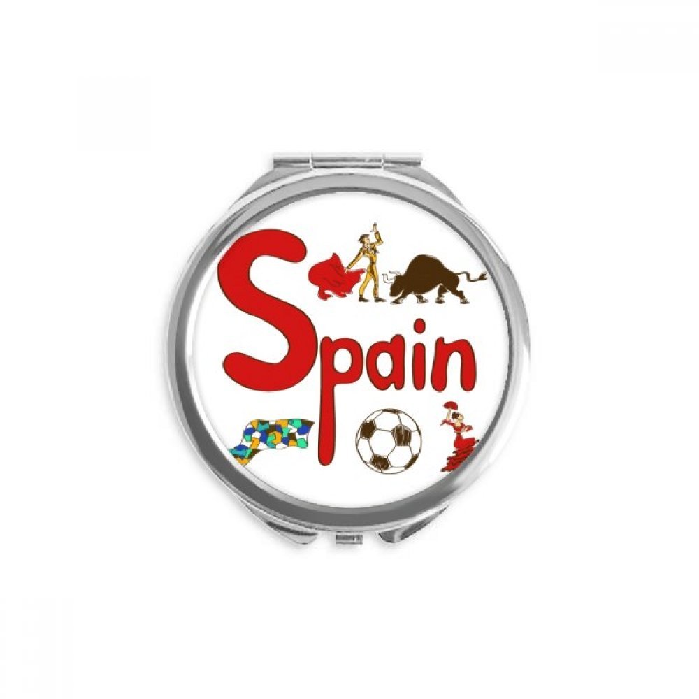 Spain National symbol Landmark Pattern Hand Compact Mirror Round Portable Pocket Glass