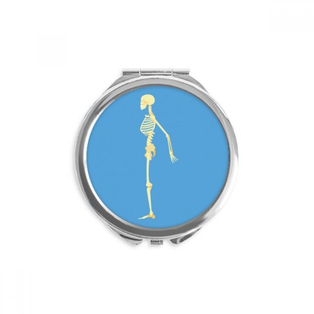 Human Side Bone Illustration Hand Compact Mirror Round Portable Pocket Glass
