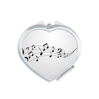 Flappg Music 5-le Staff Mirror Heart Portable Hand Pocket Makeup