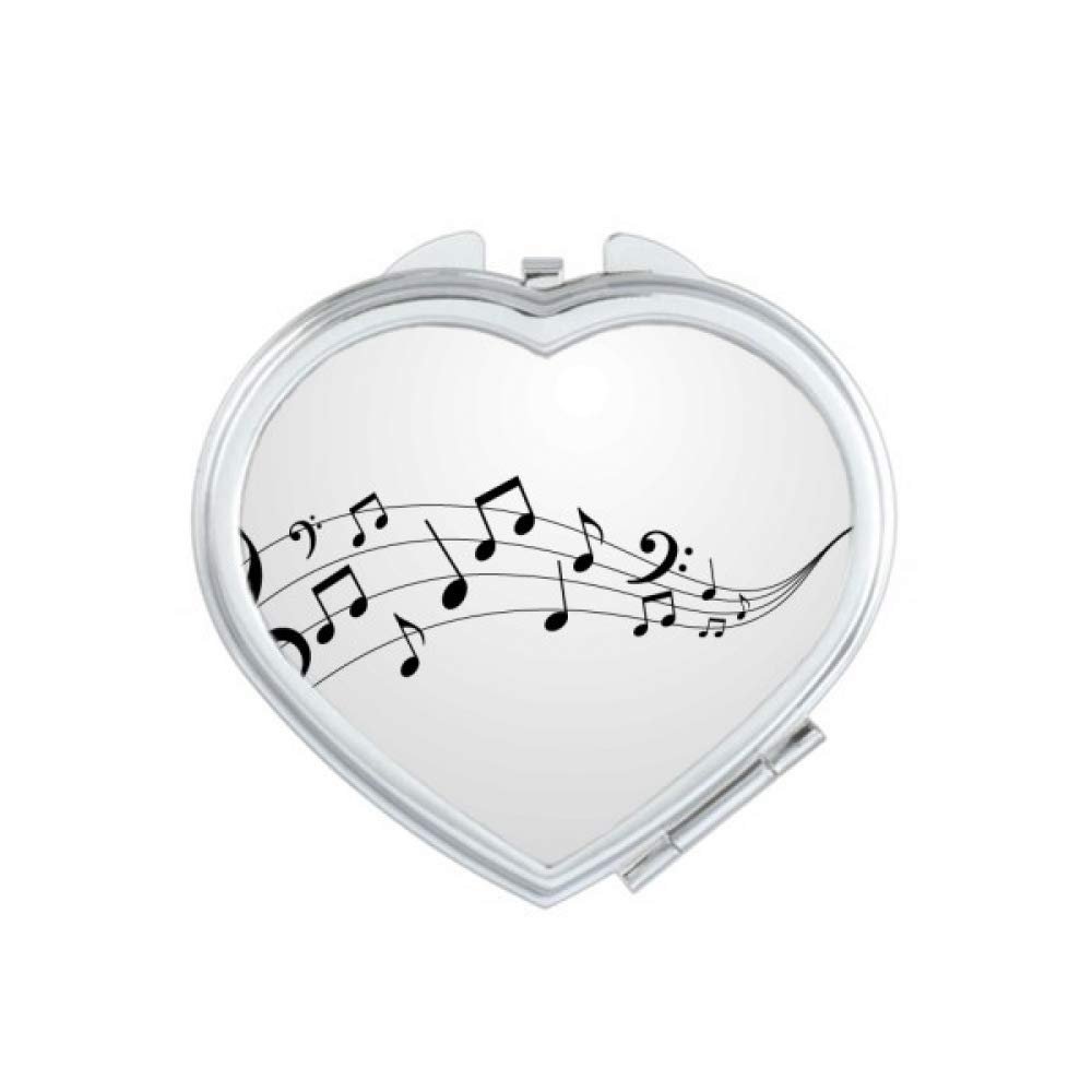 Flappg Music 5-le Staff Mirror Heart Portable Hand Pocket Makeup