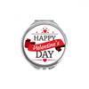Red and Black Happy Valentine's Day Hand Compact Mirror Round Portable Pocket Glass view 1