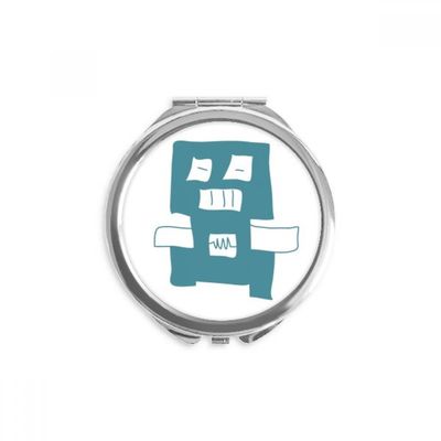 Universe And Alien Blue Robot Hand Compact Mirror Round Portable Pocket Glass
