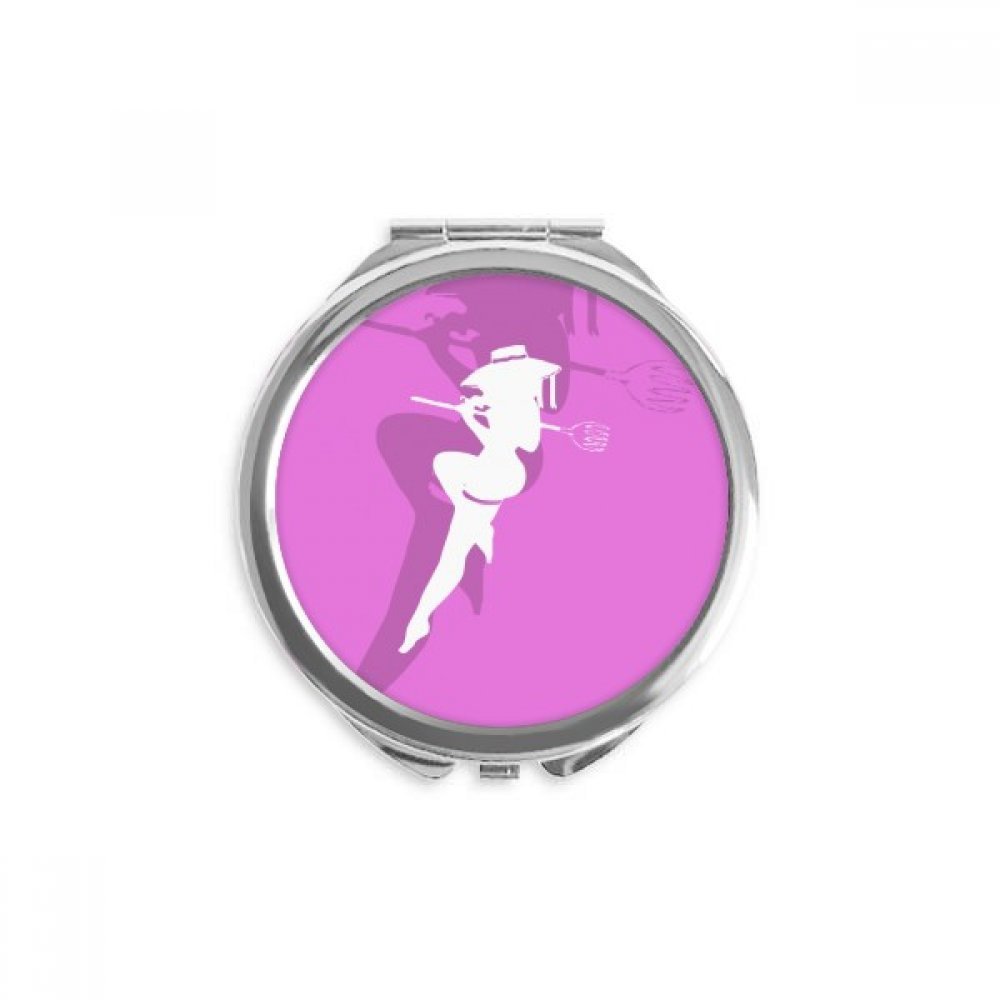 Plump Long Leg Girl Hand Compact Mirror Round Portable Pocket Glass