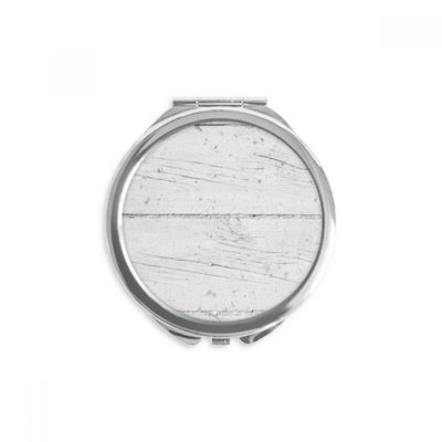 White Wood Floor Rough Wallpaper Texture Hand Compact Mirror Round Portable Pocket Glass