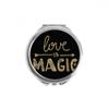 Love Is Magic Gold Quote Style Hand Compact Mirror Round Portable Pocket Glass view 1
