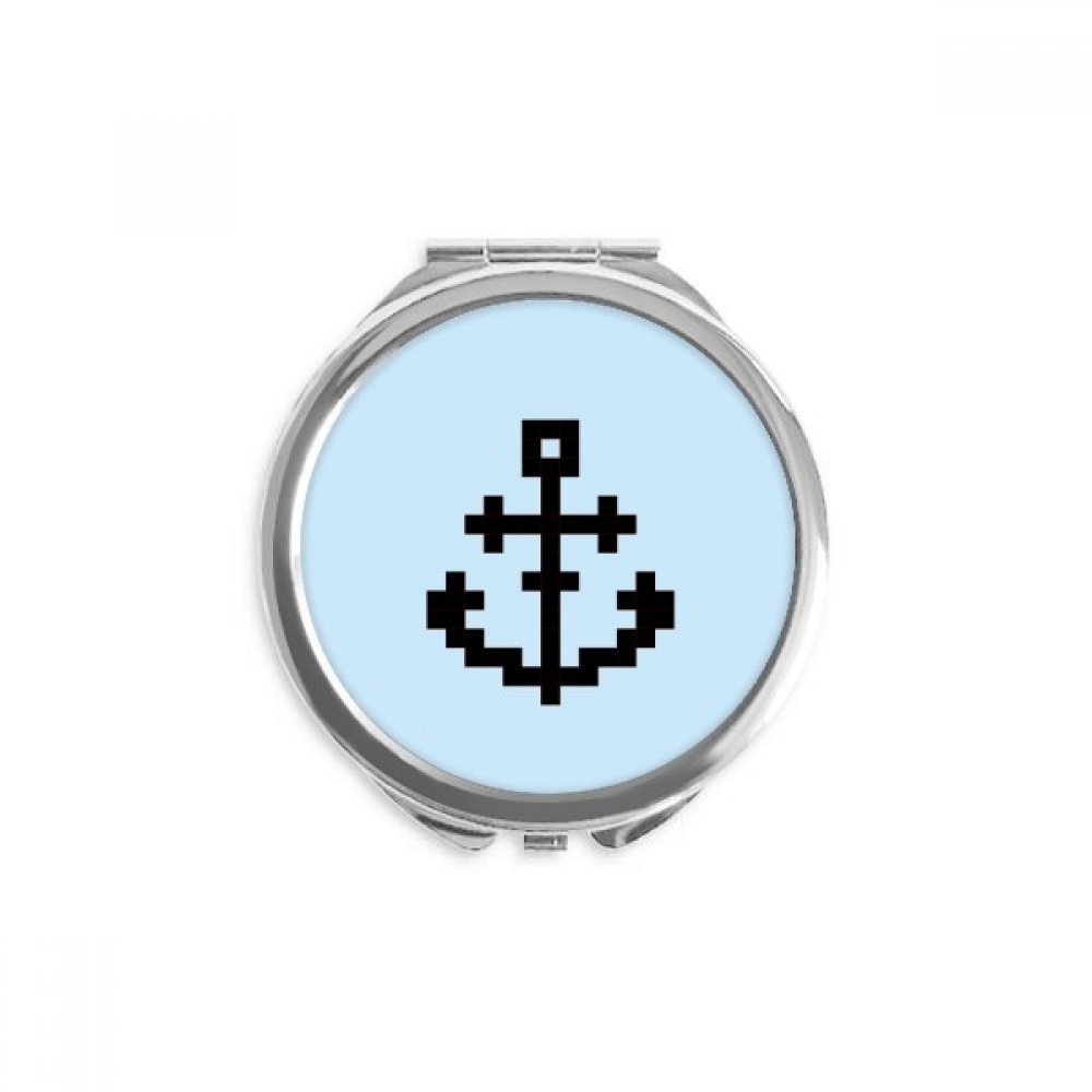 Summer Sail Sailors Ship Pixel Hand Compact Mirror Round Portable Pocket Glass
