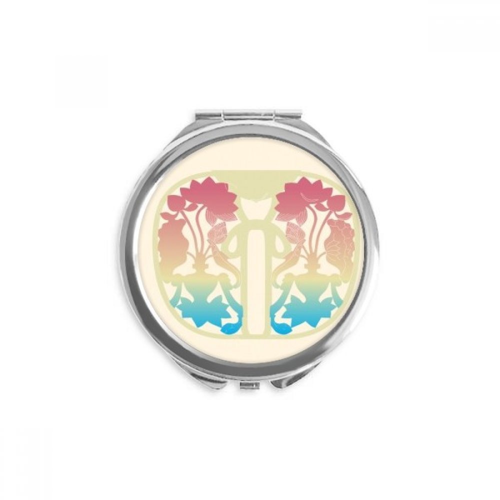 Painting Colorful Yellow Flower Hand Compact Mirror Round Portable Pocket Glass