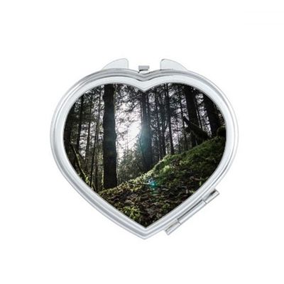 Dark Green Forestry Science Nature Scenery Mirror Travel Magnification Portable Handheld Pocket Makeup