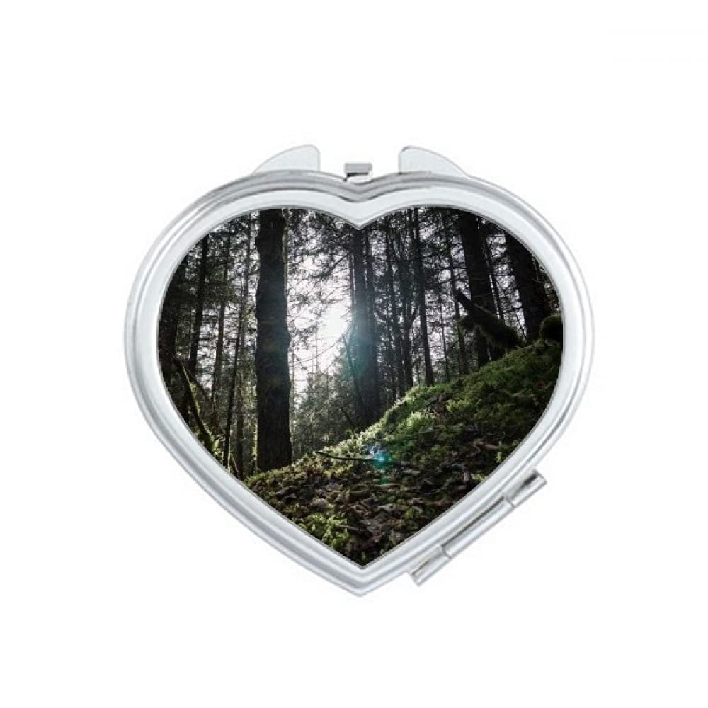 Dark Green Forestry Science Nature Scenery Mirror Travel Magnification Portable Handheld Pocket Makeup
