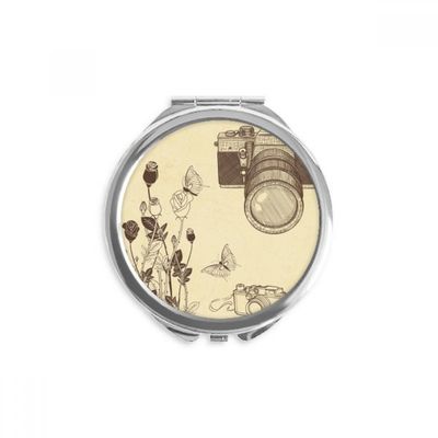Camera Rose Butterfly Nice Style Hand Compact Mirror Round Portable Pocket Glass