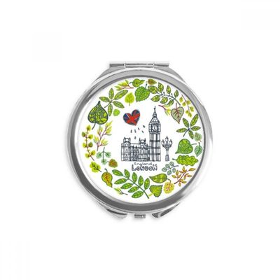 Big Ben London England Illustration Hand Compact Mirror Round Portable Pocket Glass