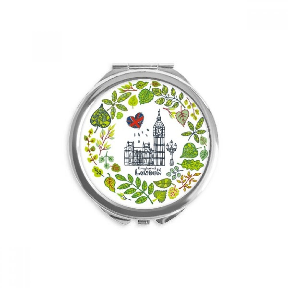 Big Ben London England Illustration Hand Compact Mirror Round Portable Pocket Glass