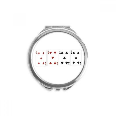 5 Heart Spade Diamond Club Pattern Hand Compact Mirror Round Portable Pocket Glass