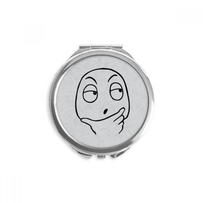 Reflection Black Cute Chat Happy Pattern Hand Compact Mirror Round Portable Pocket Glass