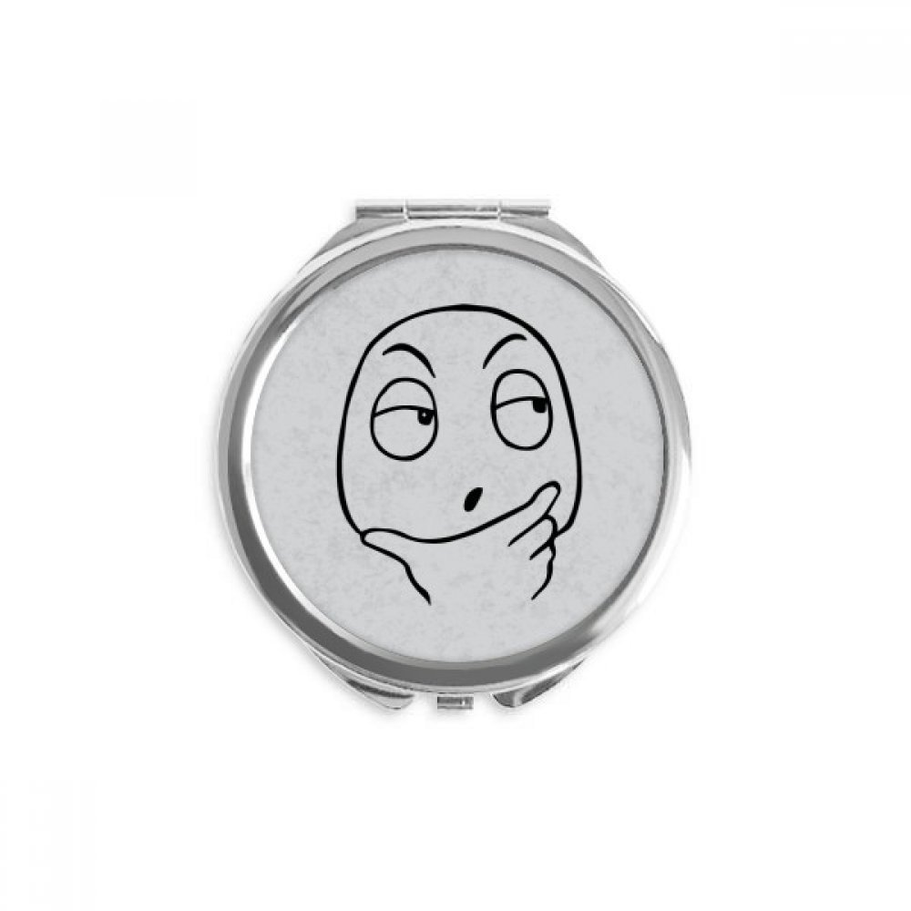 Reflection Black Cute Chat Happy Pattern Hand Compact Mirror Round Portable Pocket Glass