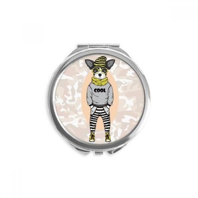 Dog Clothes Watercolor Lovely Illustration Hand Compact Mirror Round Portable Pocket Glass
