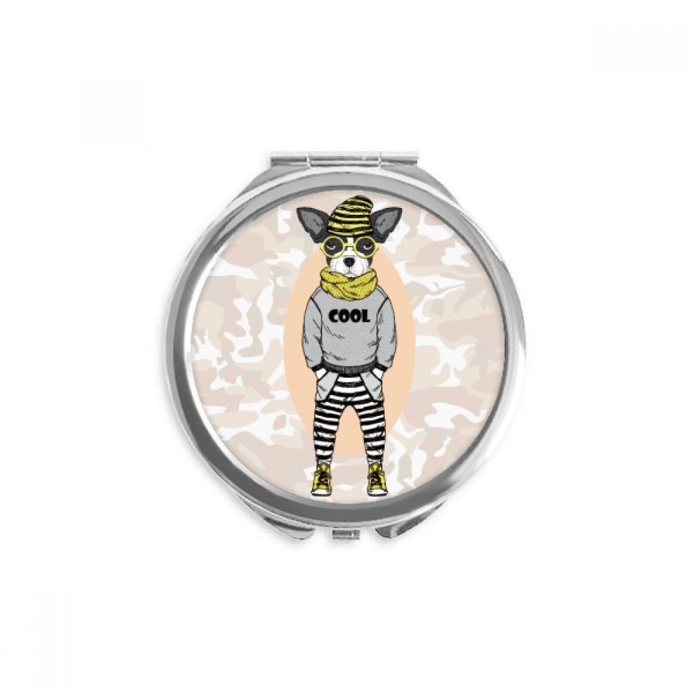 Dog Clothes Watercolor Lovely Illustration Hand Compact Mirror Round Portable Pocket Glass