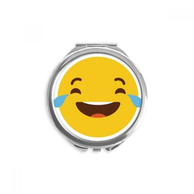 Laugh Cry Yellow Cute Online Chat Happy Hand Compact Mirror Round Portable Pocket Glass