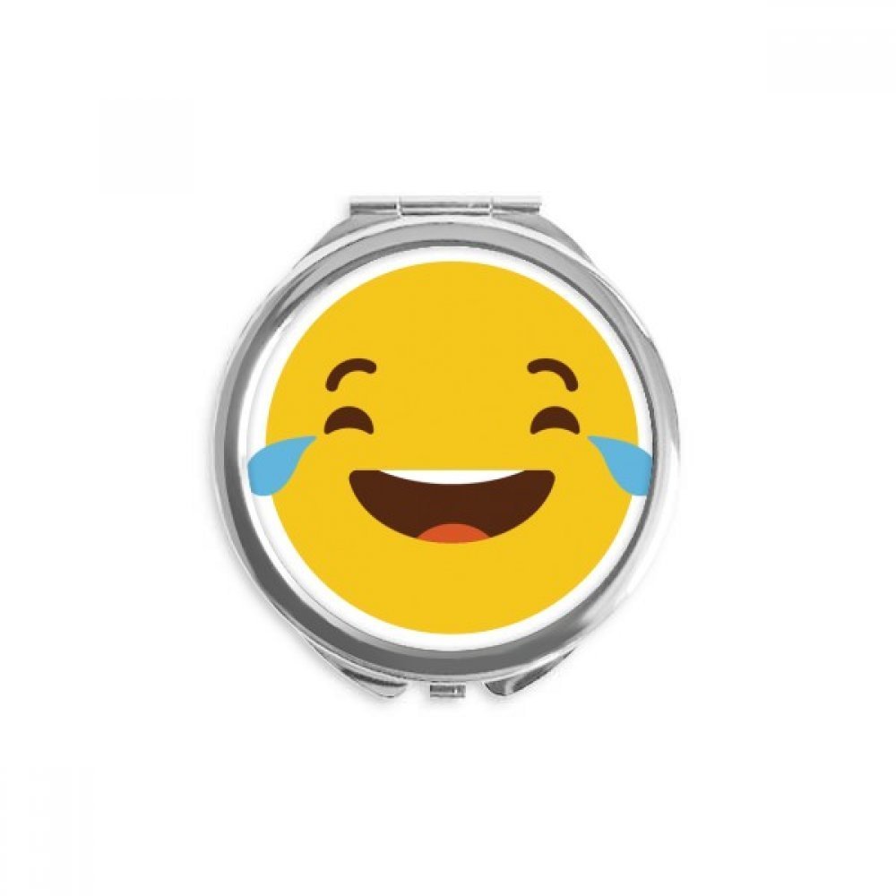 Laugh Cry Yellow Cute Online Chat Happy Hand Compact Mirror Round Portable Pocket Glass