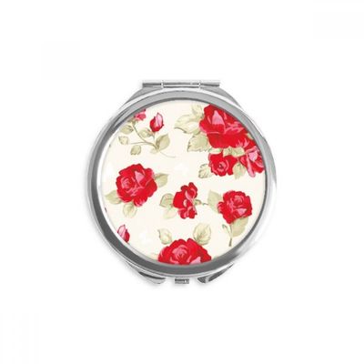 Rose Red Drawing Art Hand Compact Mirror Round Portable Pocket Glass