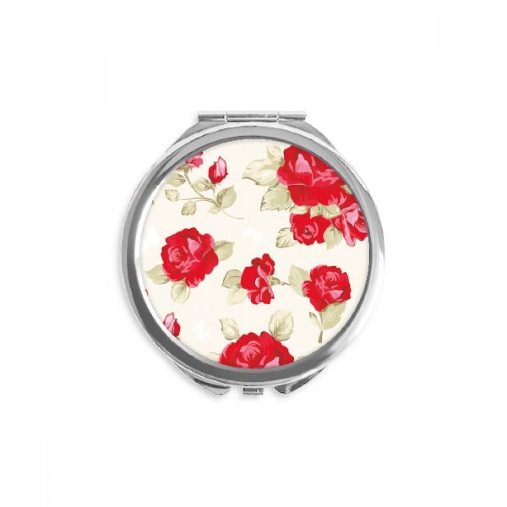 Rose Red Drawing Art Hand Compact Mirror Round Portable Pocket Glass