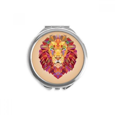 Colourful Lion Animal Box Stitching Hand Compact Mirror Round Portable Pocket Glass