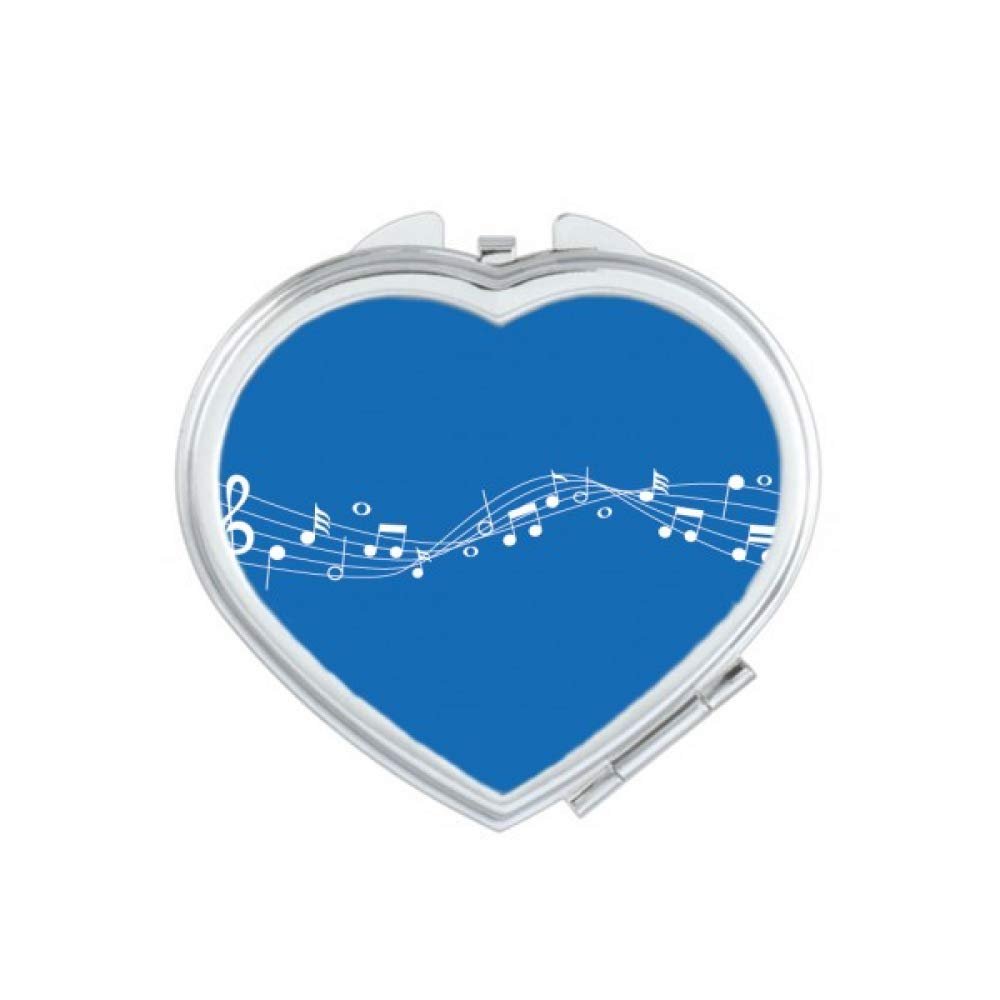 Blue Music Movg 5-le Staff Mirror Heart Portable Hand Pocket Makeup