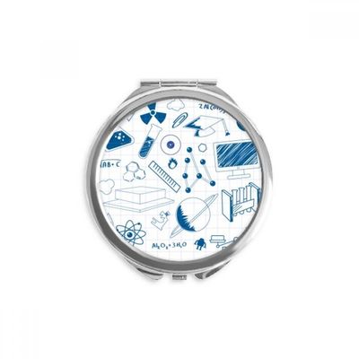 Blue Grid Strokes Chestry Symbol Hand Compact Mirror Round Portable Pocket Glass