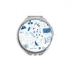Blue Grid Strokes Chestry Symbol Hand Compact Mirror Round Portable Pocket Glass view 1