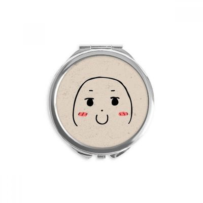 Shy Adorable Black Happy Pattern Hand Compact Mirror Round Portable Pocket Glass